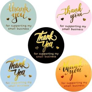 100 Thank You Stickers for Small Business Beautiful Color Design 1.5”